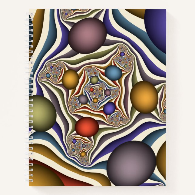 Flying Up Colourful Modern Abstract Fractal Art Notebook (Front)