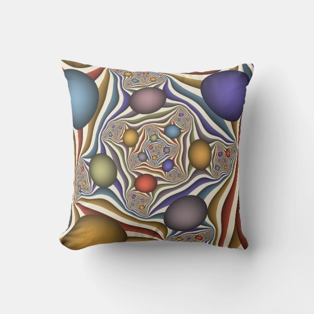 Flying Up Colourful Modern Abstract Fractal Art Outdoor Pillow (Front)