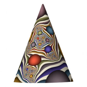 Flying Up, Colourful Modern Abstract Fractal Art Party Hat