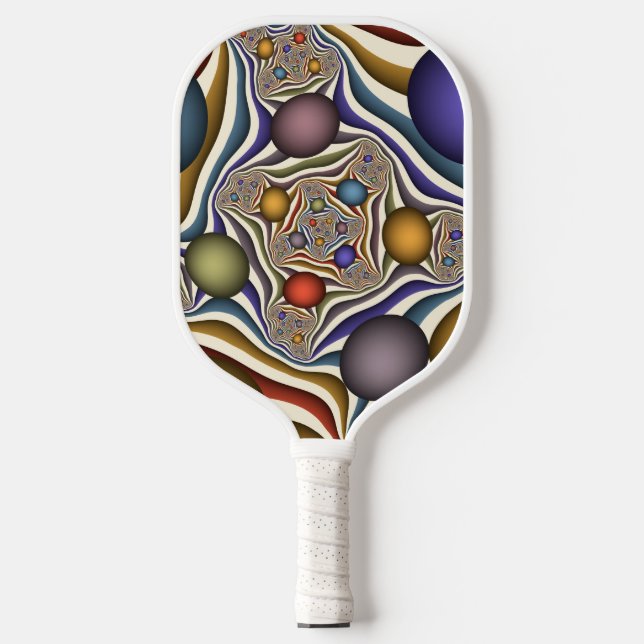Flying Up, Colourful Modern Abstract Fractal Art Pickleball Paddle (Front)