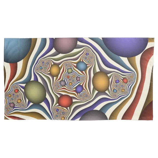 Flying Up, Colourful Modern Abstract Fractal Art Pillowcase (Front)