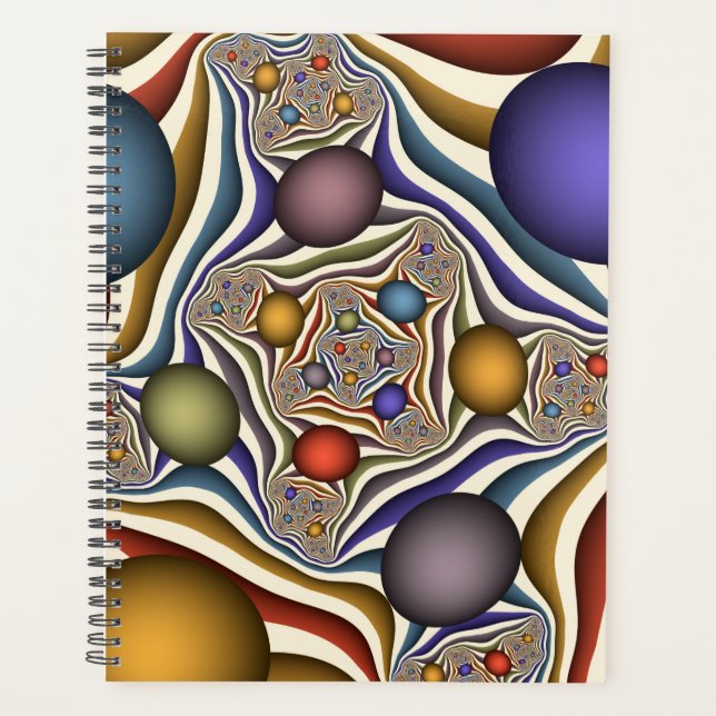 Flying Up Colourful Modern Abstract Fractal Art Planner (Front)