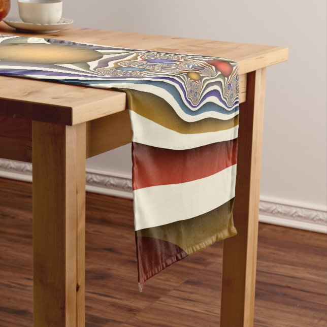 Flying Up Colourful Modern Abstract Fractal Art Short Table Runner (In Situ)