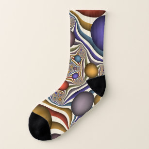 Flying Up, Colourful Modern Abstract Fractal Art Socks