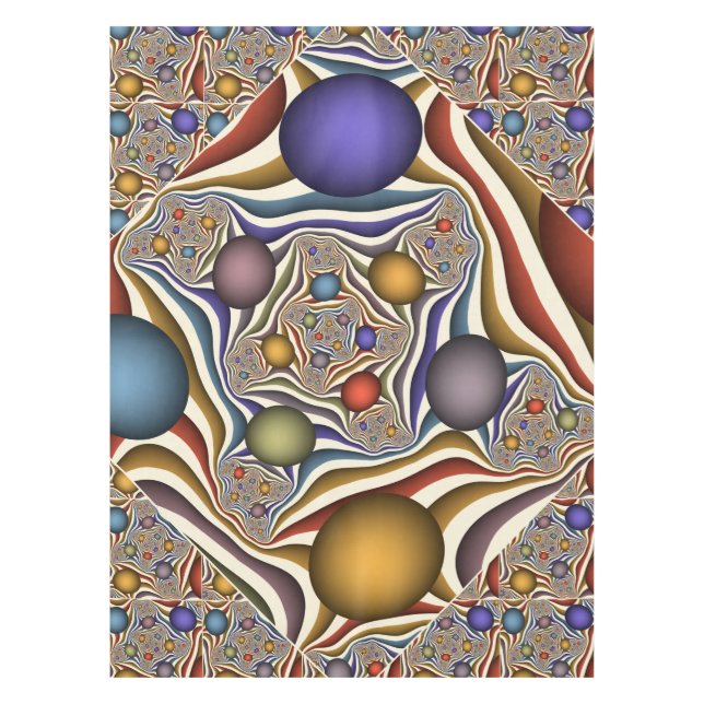Flying Up, Colourful, Modern, Abstract Fractal Art Tablecloth (Front)