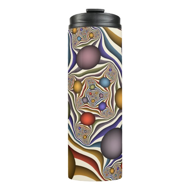Flying Up, Colourful, Modern, Abstract Fractal Art Thermal Tumbler (Front)