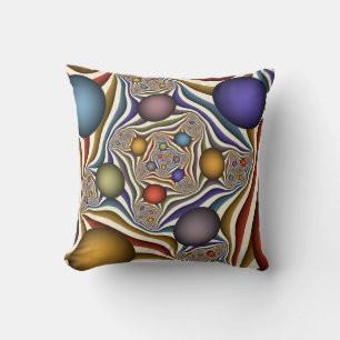 Flying Up, Colourful, Modern, Abstract Fractal Art Throw Pillow