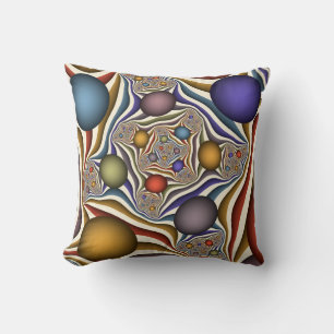 Flying Up, Colourful, Modern, Abstract Fractal Art Throw Pillow