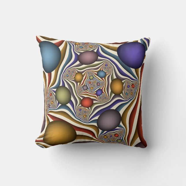 Flying Up, Colourful, Modern, Abstract Fractal Art Throw Pillow (Front)