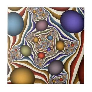 Flying Up Colourful Modern Abstract Fractal Art Tile