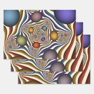 Flying Up, Colourful, Modern, Abstract Fractal Art Wrapping Paper Sheet