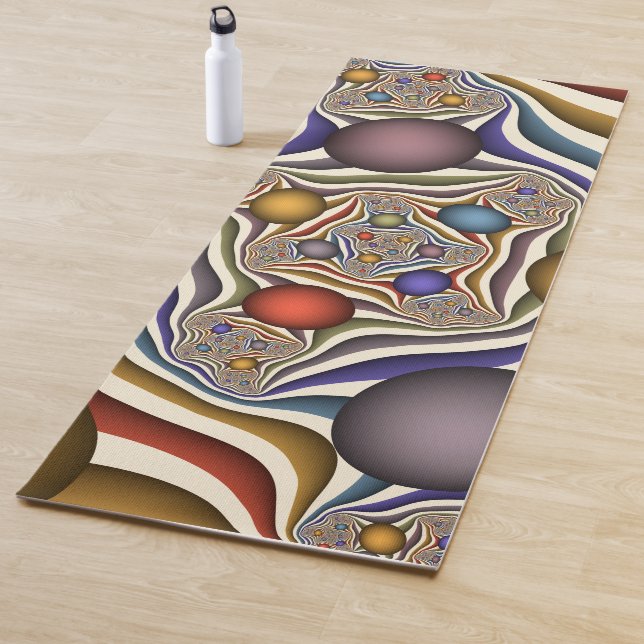 Flying Up, Colourful Modern Abstract Fractal Art Yoga Mat (In Situ)