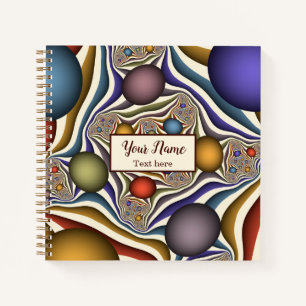 Flying Up, Colourful Modern Abstract Fractal Name Notebook