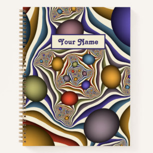 Flying Up, Colourful Modern Abstract Fractal Name Notebook
