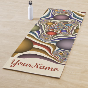 Flying Up, Colourful Modern Abstract Fractal Name Yoga Mat