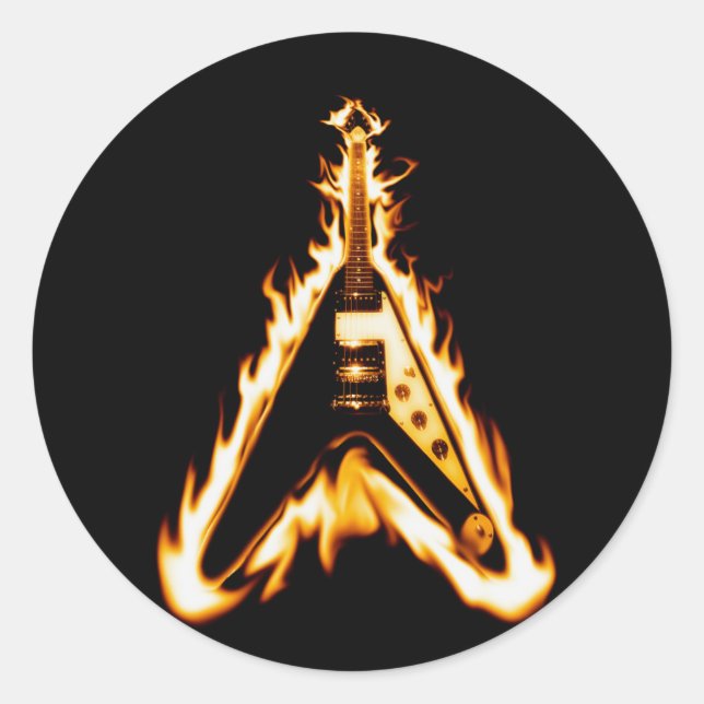 Flying V Guitar Classic Round Sticker (Front)