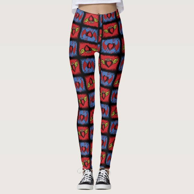 Flying Valentine Hearts Leggings (Front)