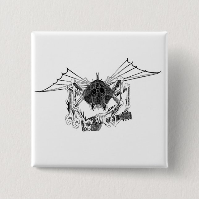 FLYING WETA WITH GUITAR 2 INCH SQUARE BUTTON (Front)