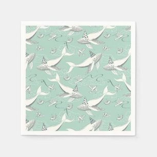 Flying Whale Birthday Party Pattern Napkin