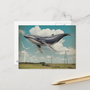 Flying Whale Windmill Energy Postcard
