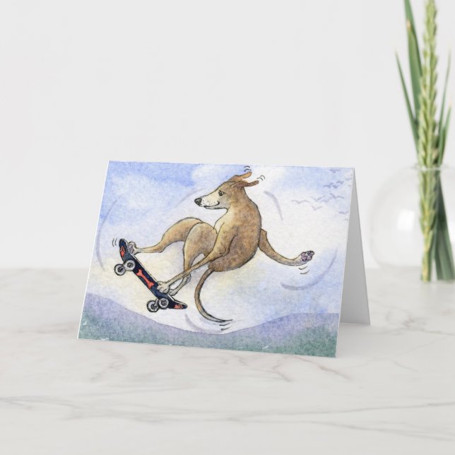 Flying whippet dog card (Front)