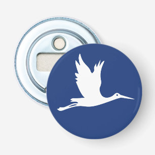 Flying white stork bottle opener