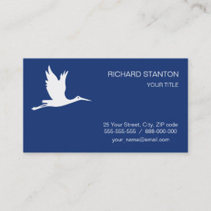 Flying white stork business card