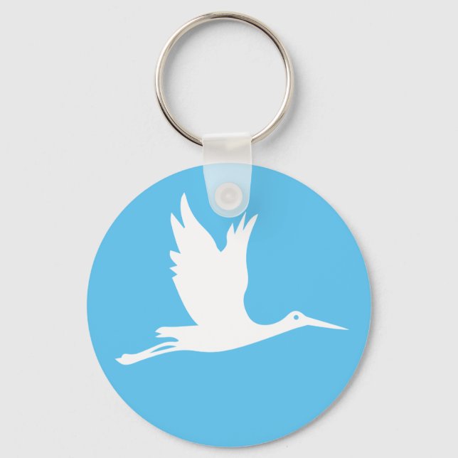 Flying white stork keychain (Front)