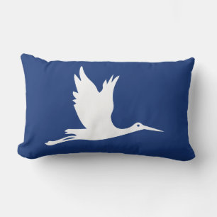 Flying white stork lumbar pillow