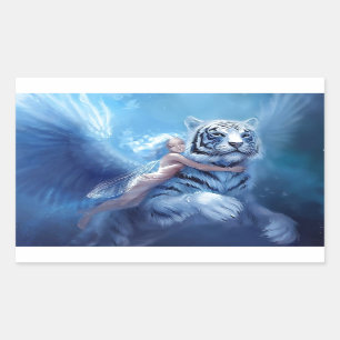 Flying White Tiger With Angel Sticker