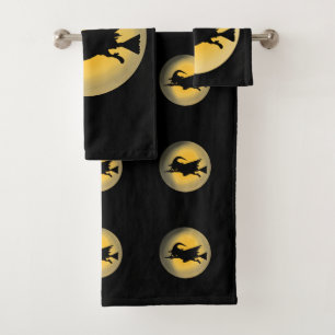 Flying Wicked Witch Silhouette Bath Towel Set