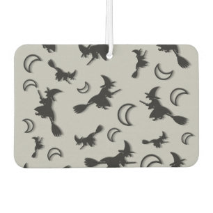 Flying witch among half moon at Halloween night 3D Air Freshener