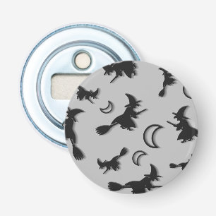 Flying witch among half moon at Halloween night 3D Bottle Opener