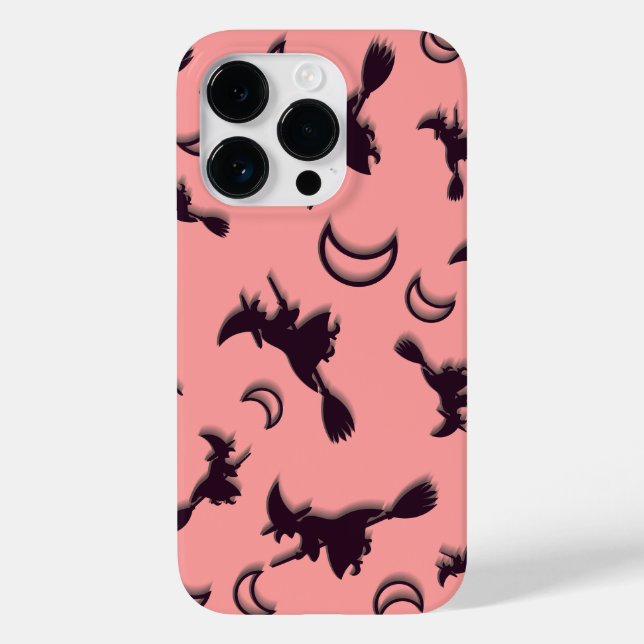 Flying witch among half moon at Halloween night 3D Case-Mate iPhone Case (Back)