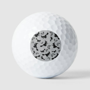 Flying witch among half moon at Halloween night 3D Golf Balls