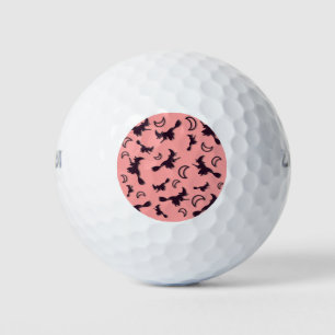 Flying witch among half moon at Halloween night 3D Golf Balls