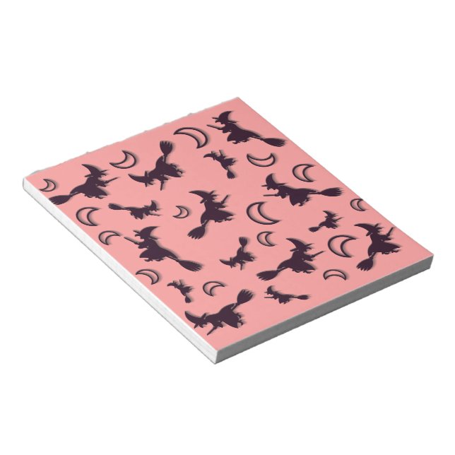 Flying witch among half moon at Halloween night 3D Notepad (Angled)