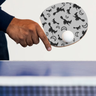 Flying witch among half moon at Halloween night 3D Ping Pong Paddle