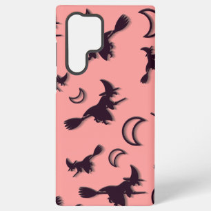 Flying witch among half moon at Halloween night 3D Samsung Galaxy Case