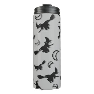 Flying witch among half moon at Halloween night 3D Thermal Tumbler