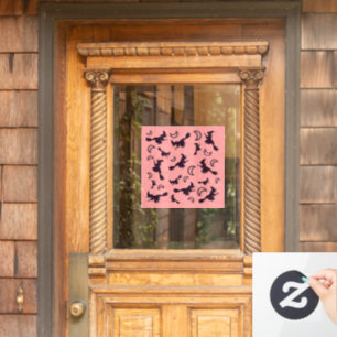Flying witch among half moon at Halloween night 3D Window Cling