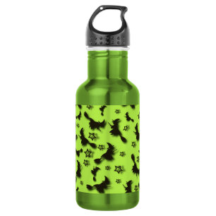 Flying witch among stars at Halloween night 3D  532 Ml Water Bottle
