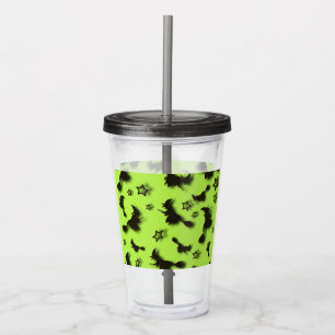 Flying witch among stars at Halloween night 3D Acrylic Tumbler