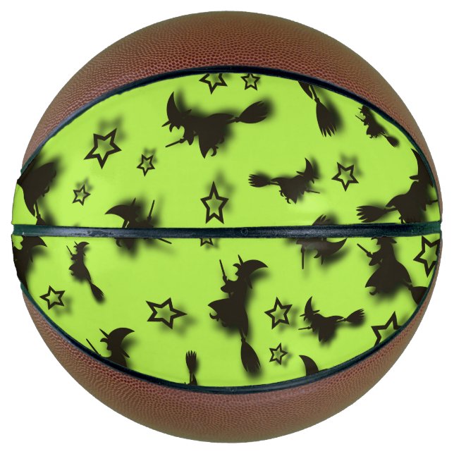 Flying witch among stars at Halloween night 3D  Basketball (Front)