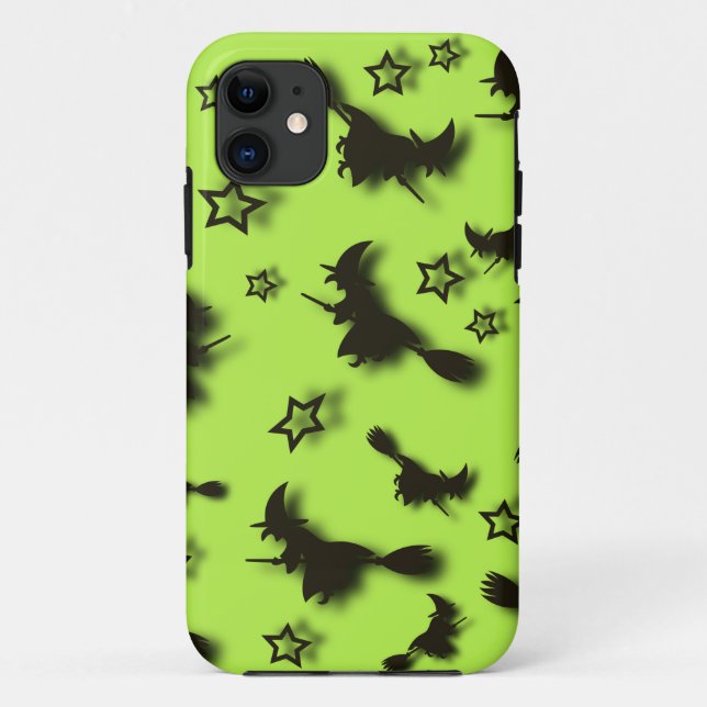 Flying witch among stars at Halloween night 3D Case-Mate iPhone Case (Back)