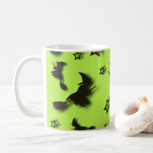 Flying witch among stars at Halloween night 3D  Coffee Mug