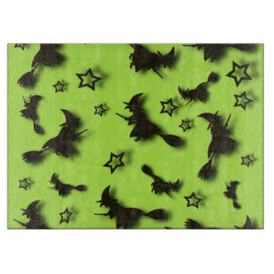 Flying witch among stars at Halloween night 3D Cutting Board