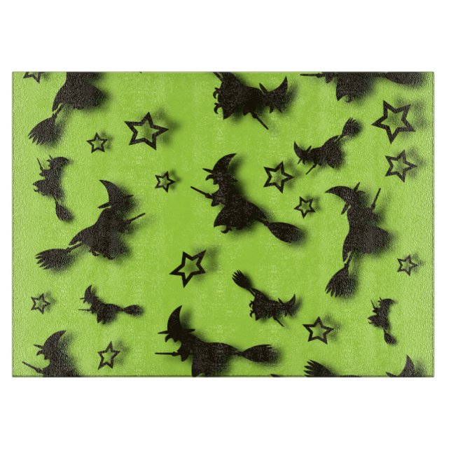 Flying witch among stars at Halloween night 3D Cutting Board (Front)