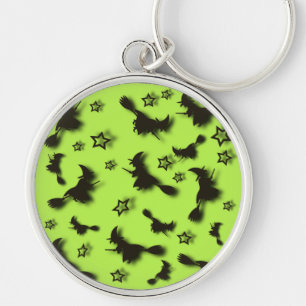 Flying witch among stars at Halloween night 3D Keychain