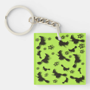 Flying witch among stars at Halloween night 3D Keychain